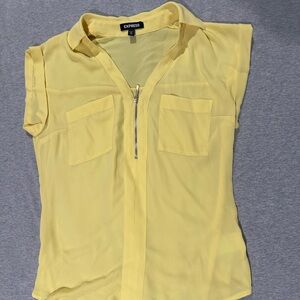 Express Portfino Yellow Short Sleeve Shirt Size XS